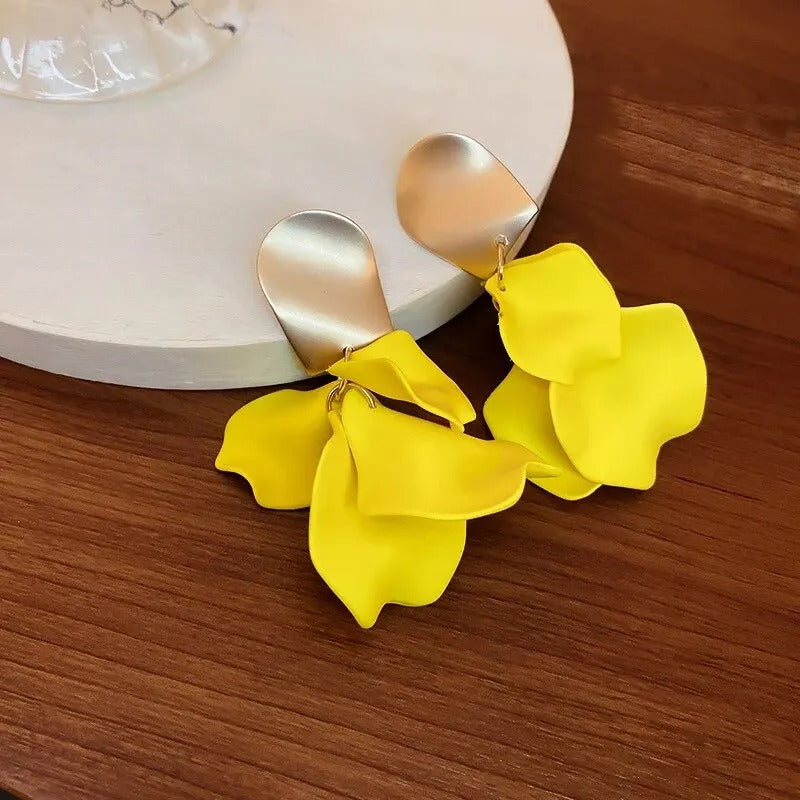 Colorful Flower Earrings Women Fashion Petal Drop Party Jewelry