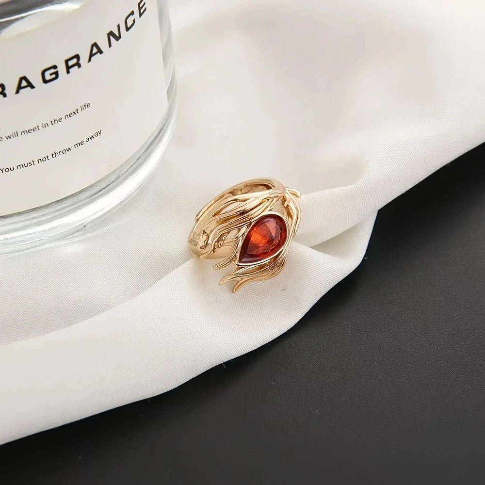 Flame Phoenix Orange Crystal Ring Unique Women’s Fashion Jewelry