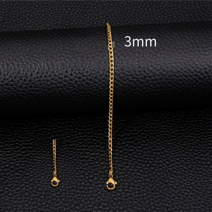 Gold Stainless Steel Cuban Bracelet Simple Chain Jewelry for Women & Men