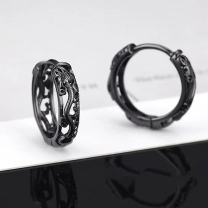 Dragon Carved Ear Buckle Earrings Punk Street Fashion Men Women