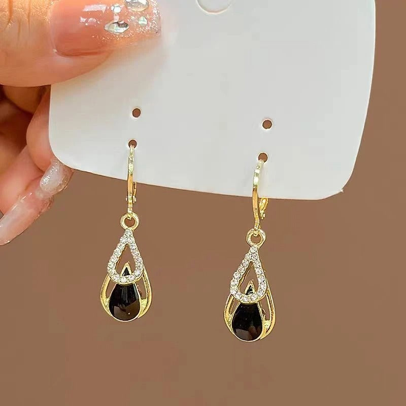 Trendy Double-Layer Water Drop Earrings Women Luxury Ear Jewelry