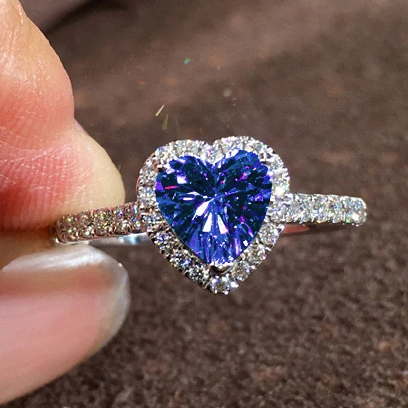 Shiny Heart Ring for Women Exquisite CZ Finger Accessory