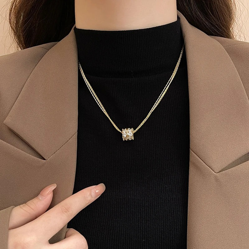 Luxury Gold Circle Pendant Necklace for Women Wedding Jewelry