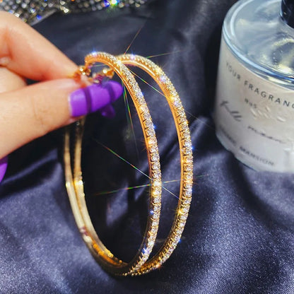Fashion Rhinestone Hoop Earrings Crystal Circle for Women