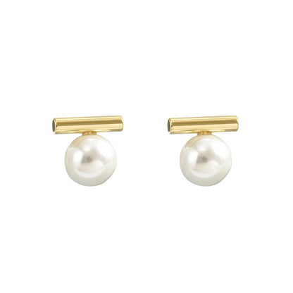 Simple Imitation Pearl Stud Earrings Gold Color Alloy Acrylic Beads Earring for Women Fashion Jewelry Trends Accessories