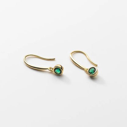 925 Silver Green Zircon Drop Earrings Women Luxury Gold Jewelry