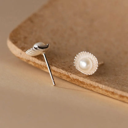 Sterling Silver Pearl Shell Earrings for Women Trendy Jewelry