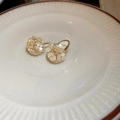 Romantic Flower Ball Dangle Earrings Zircon Drop Jewelry Women