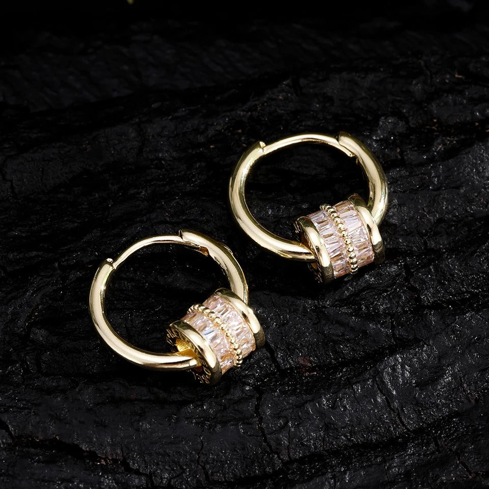 Exquisite CZ Drop Hoop Earrings for Women Girls Trendy Jewelry