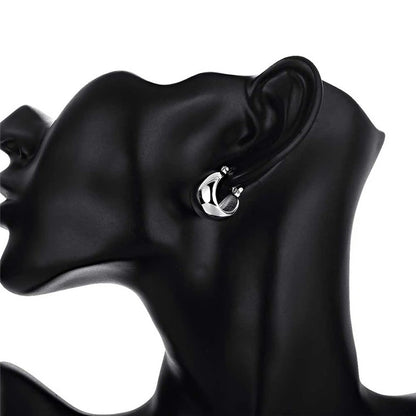 Sterling Silver Egg-Shaped Hoop Earrings Women Cute Romantic Jewelry