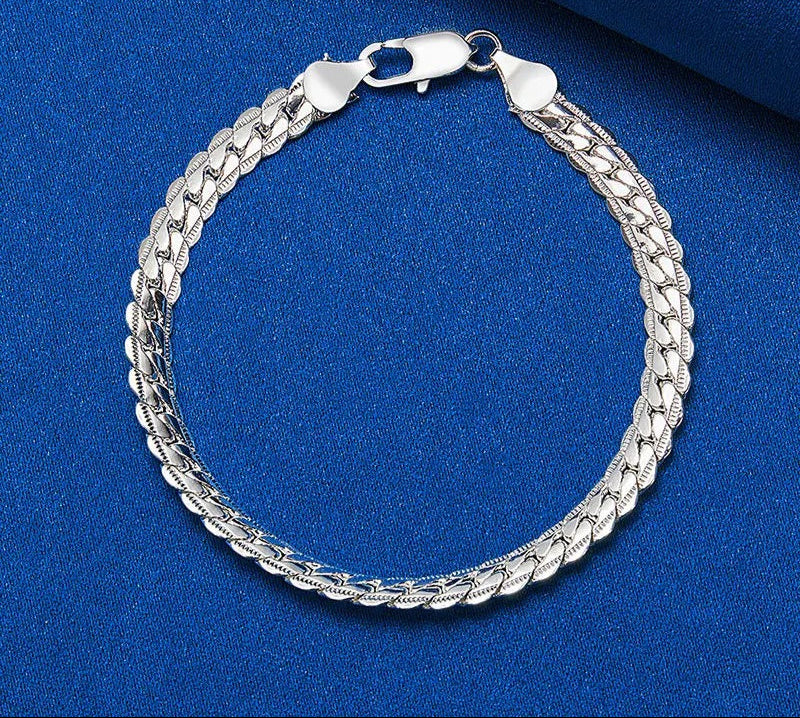 New 925 Sterling Silver and Gold Chain Bracelet For Women Fashion Charm Men Jewelry Gift Accessories