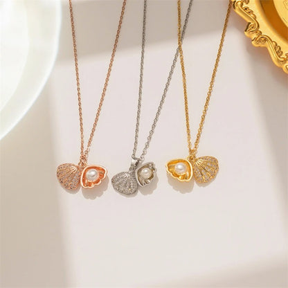 Fashion Summer Necklace Crystal Zircon Shell Imitation Pearl Jewelry