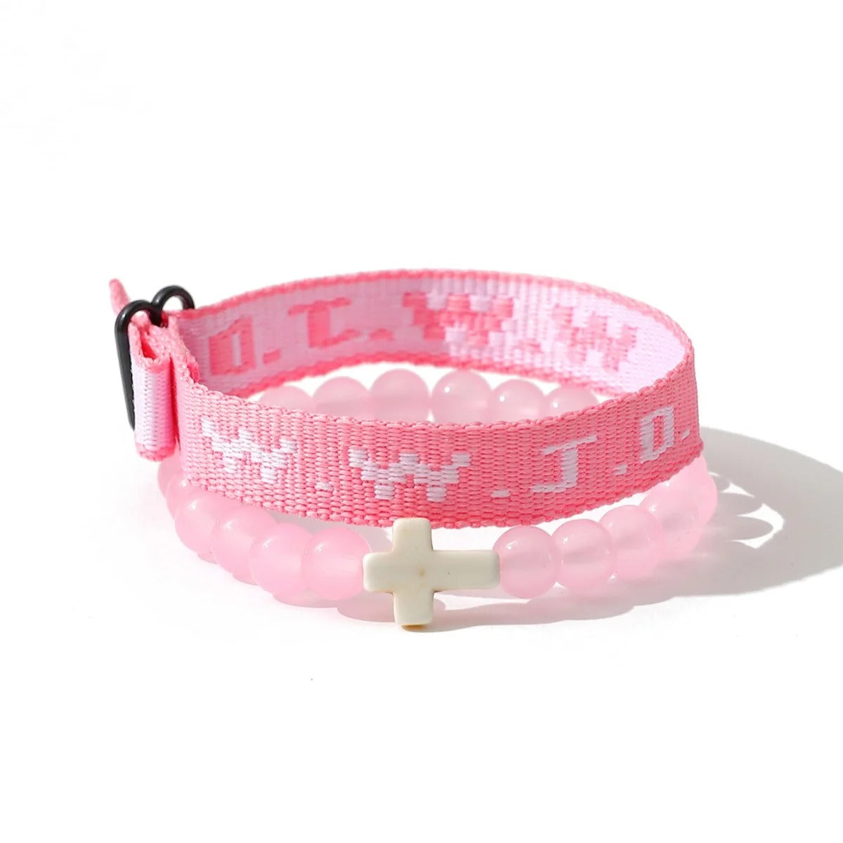 WWJD Cross Beaded Bracelet Set for Women Religious Jewelry