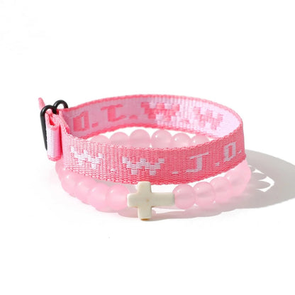 WWJD Cross Beaded Bracelet Set for Women Religious Jewelry