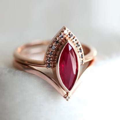 Red Zircon Rose Gold Ring Classic Bridal & Wedding Jewelry for Women