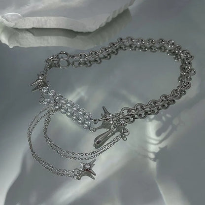 K-Pop Star Chain Necklace Silver Color Summer Jewelry for Women