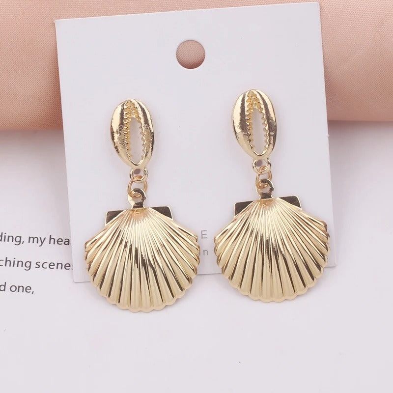 Natural Shell Conch Drop Earrings For Women Beach Small Gold Color Wedding Jewelry Gift