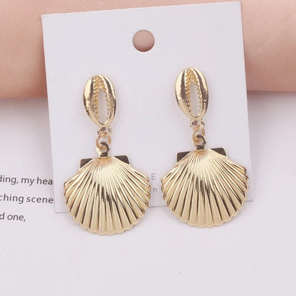 Natural Shell Conch Drop Earrings For Women Beach Small Gold Color Wedding Jewelry Gift