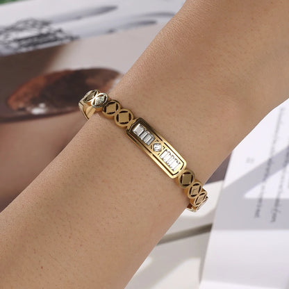 Women’s Geometric Stainless Steel Bangle Open Waterproof Jewelry