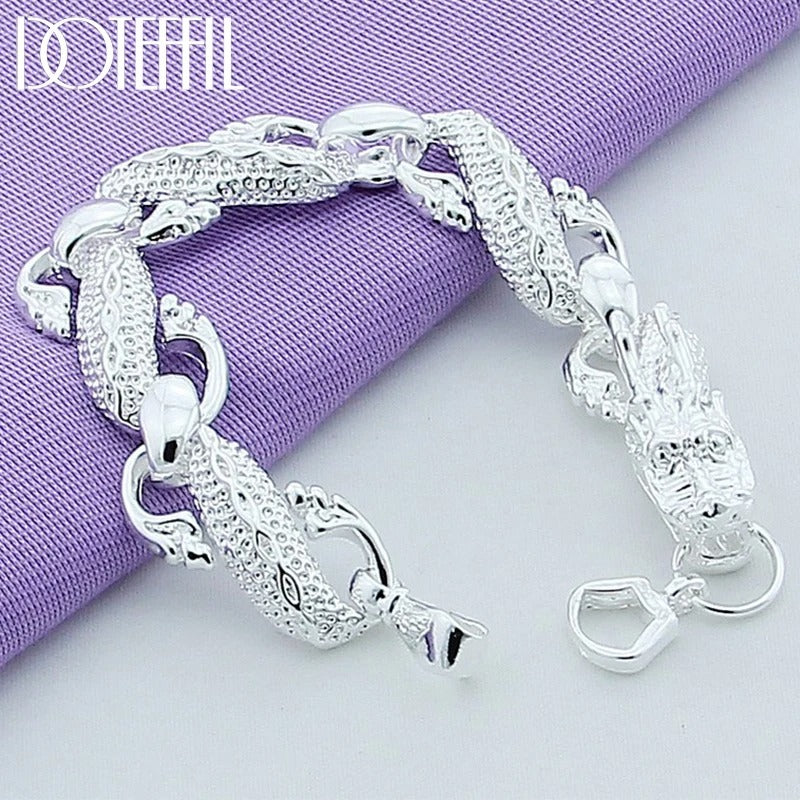 Sterling Silver Dragon Cuff Bracelet Women Wedding Party Jewelry