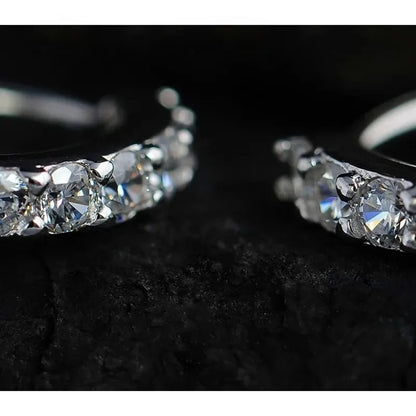 Luxury 925 Silver Rhinestone Hoop Earrings Romantic Jewelry for Women