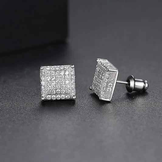 Rock Style Iced Out Zircon Stud Earrings Unisex Trend Jewelry