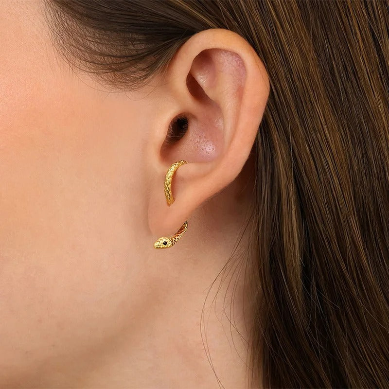 Exaggerated Golden Color Vivid Snake Earrings For Women Punk Gothic Animal Personality Ear Jewelry Girls Party Festival Gifts