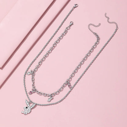 2025 New Fashion Net Red Zircon Rabbit Ladies Necklace Hip Hop Rock Pendant Necklace White Rabbit Jewelry Girl