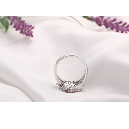 925 Sterling Silver Flower CZ Ring Colorful Party Jewelry for Women
