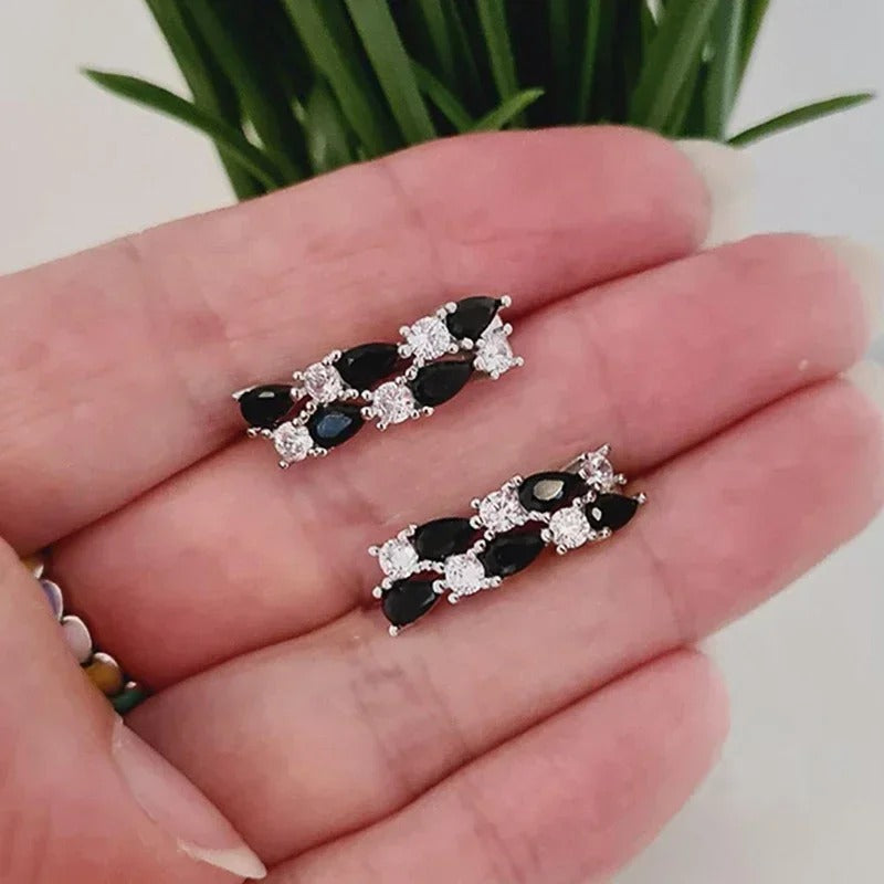 Women’s Black White Hoop Earrings Trendy Daily Wear Jewelry