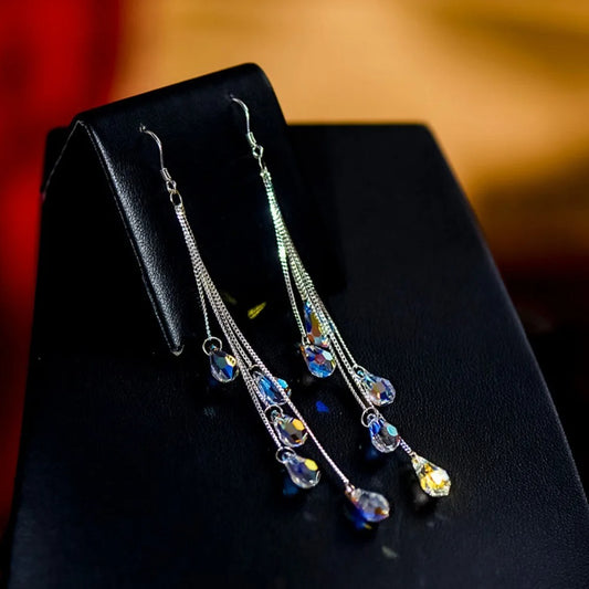Stylish Crystal Threader Earrings  Long Elegant Earrings for Women’s Daily Wear