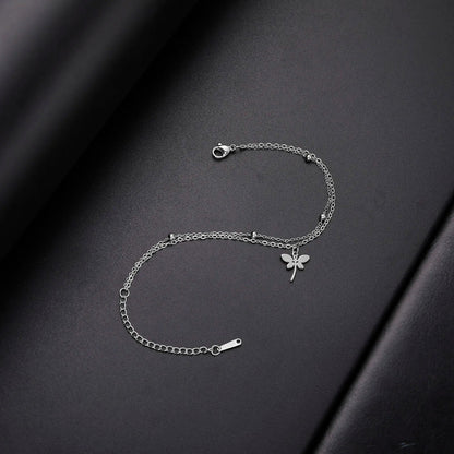 Dragonfly Double Layer Charm Bracelet Stainless Steel Women’s Jewelry