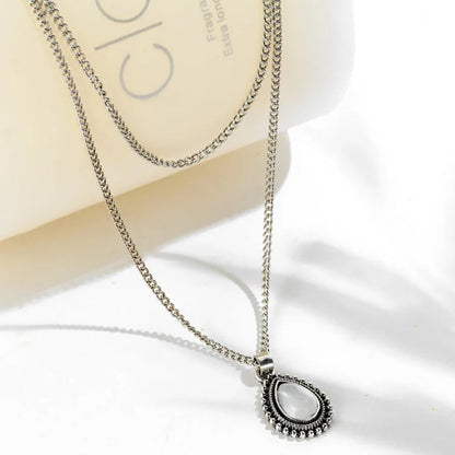 Retro Necklace Elegant 2025 Fashion New Necklace Simple Drop-shaped Pendant Multi-layer Ladies Necklace Wholesale Sales