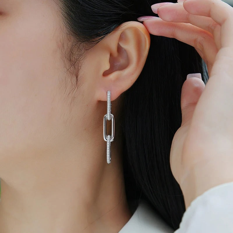 Simple Charm U-Shaped Earrings Sterling Silver Women Jewelry