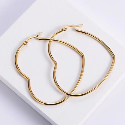 Golden Silver Heart Hoop Earrings for Women Minimalist Love Dangle Jewelry