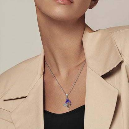 2025 New 925 Sterling Silver Necklace Zircon Purple Iris Flower Simple Necklaces for Women Anniversary Birthday Jewelry Gift