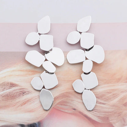 Long Multi-Layer Hanging Earrings Irregular Metal Drop Women