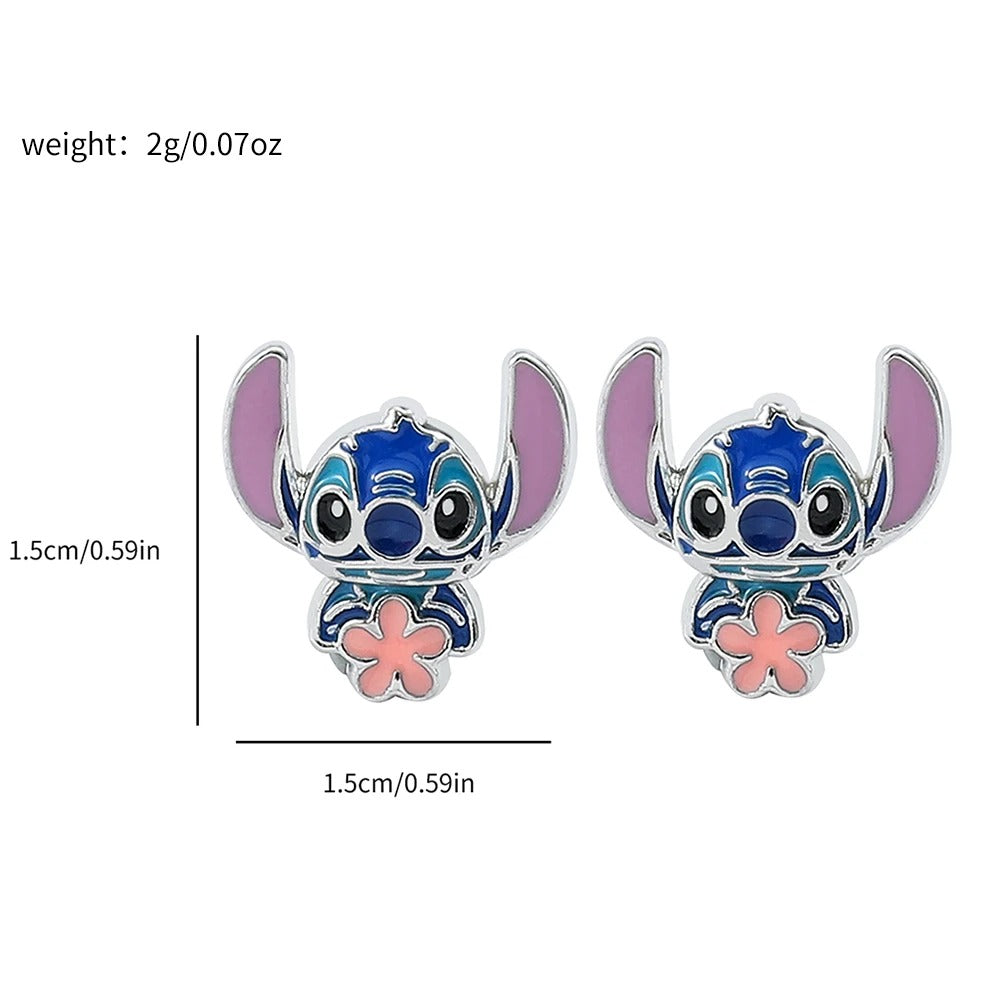 1 Pair Cartoon Stitch Earrings Cute Delicate Jewelry for Girls