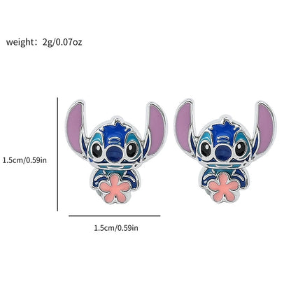 1 Pair Cartoon Stitch Earrings Cute Delicate Jewelry for Girls