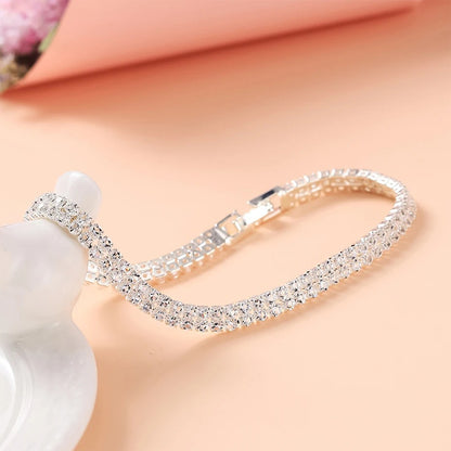 Miallo Austrian Crystal Chain Bracelet Slim Wedding Jewelry for Women