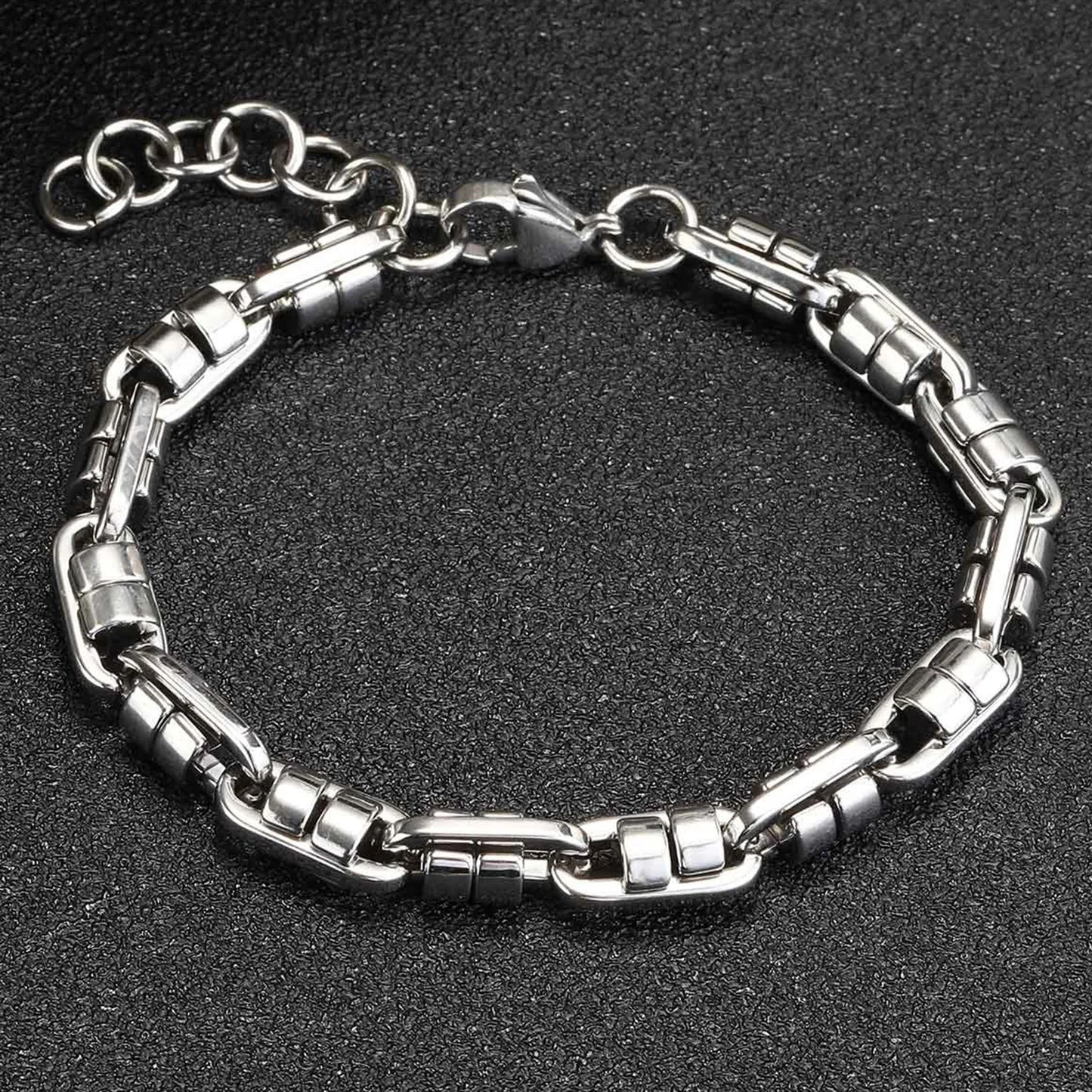 Vnox Chunky Stainless Steel Link Bracelet Handmade Byzantine Wristband