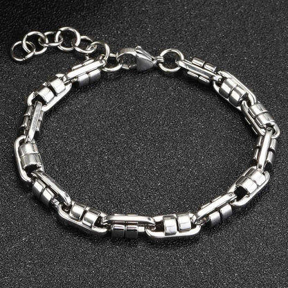 Vnox Chunky Stainless Steel Link Bracelet Handmade Byzantine Wristband