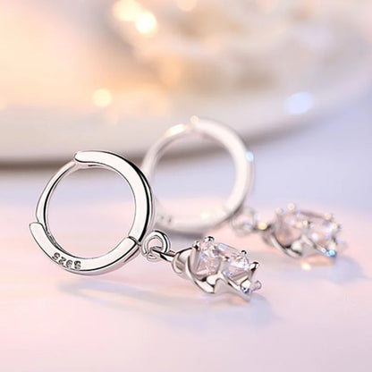 New Fashion Silver Earrings Women Plum Blossom Hoop Gift