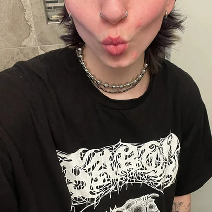 Statement 10mm Ball Chain Choker Necklace Silver Plated Unisex Jewelry