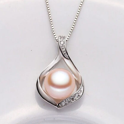 Black Pearl Pendant Necklace Women’s 925 Silver Jewelry