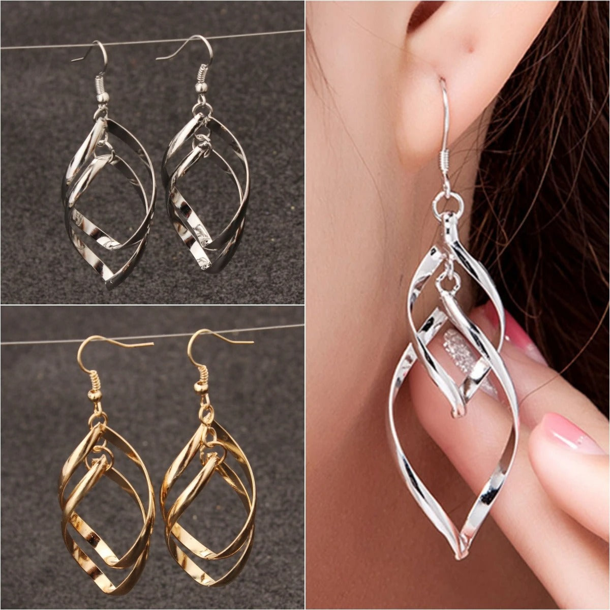 Korean Long Geometric Leaf Tassel Drop Earrings for Women