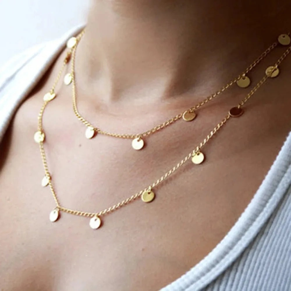 Long Bohemia Trendy Women Jewelry Statement Necklace Personality Sequins Pendant Maxi Collar Chain