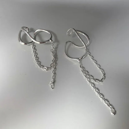 925 sterling silver Ear cuff without piercing For Women Chain Tassel Earring Jewelry Prevent Allergy Party