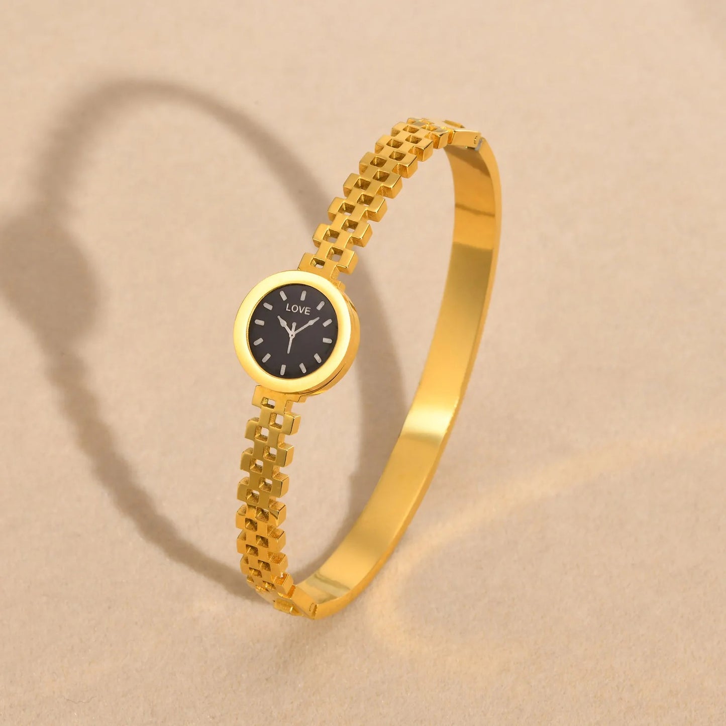 Women Cuff Bracelet Bangle, Stainless Steel Watch Shape Statement Love Gift