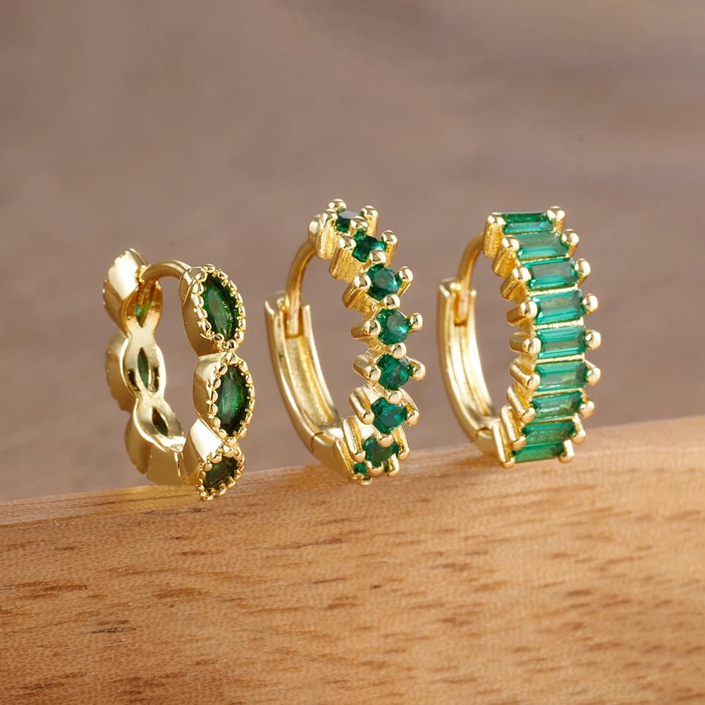 3PCS Dainty Stainless Steel Horse Eye Zircon Round Small Hoop Earrings Set For Women Fashion  Women's Jewelry